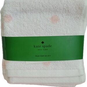 Kate Spade New York Pink and White Polka Dot Set of 4 Washcloths